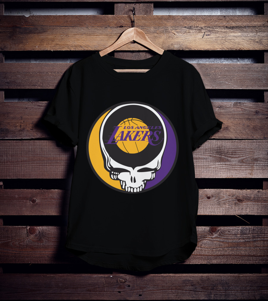 Grateful Dead Los Angeles Lakers Basketball Skull T-Shirt