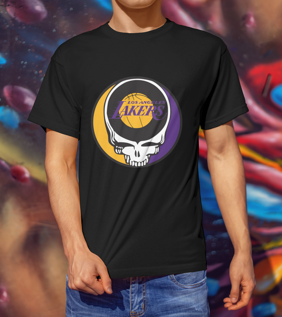 Grateful Dead Los Angeles Lakers Basketball Skull T-Shirt