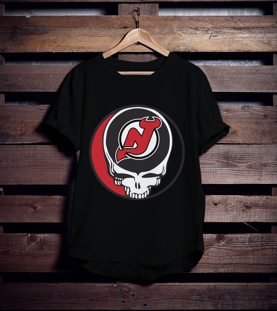 Grateful Dead Skull With New Jersey Devils Logo For Fans T-Shirt