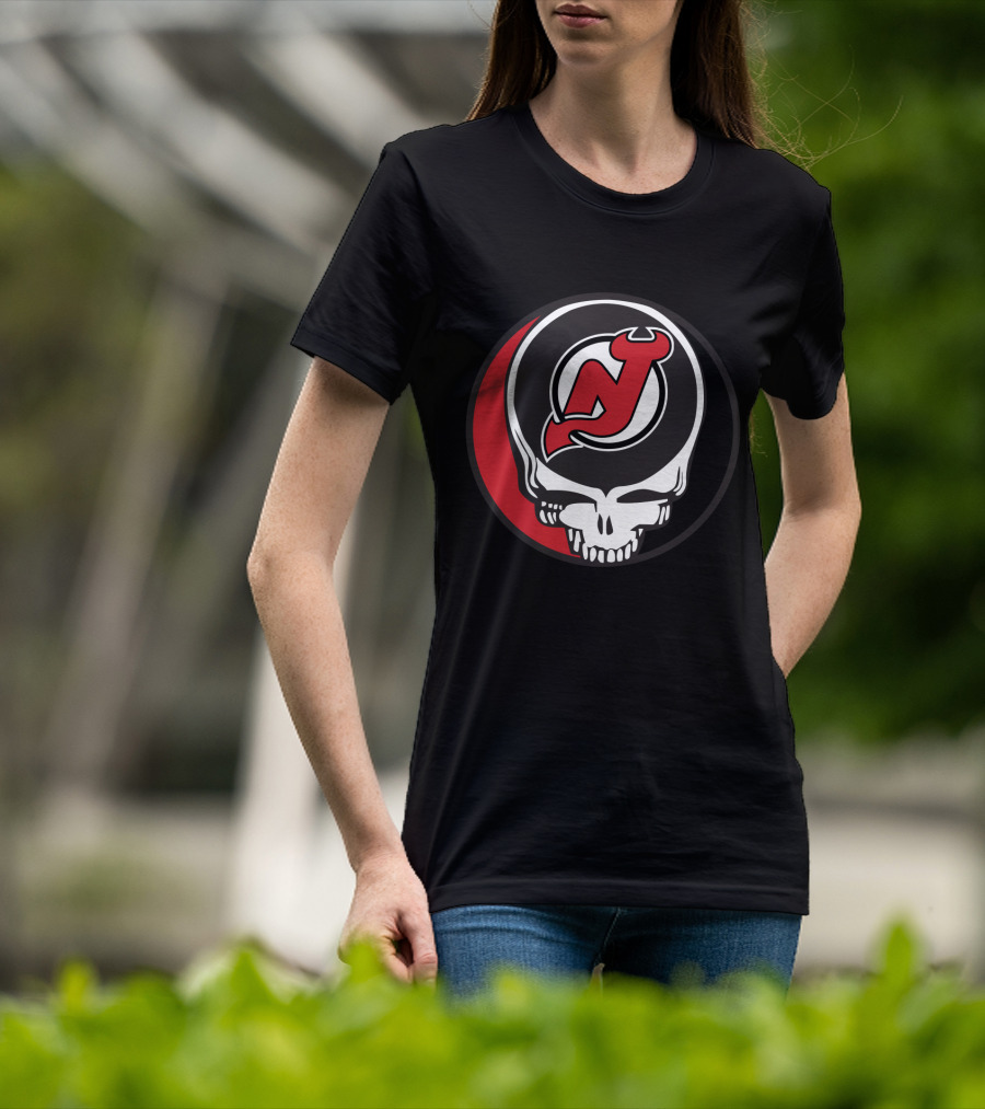 Grateful Dead Skull With New Jersey Devils Logo For Fans T-Shirt