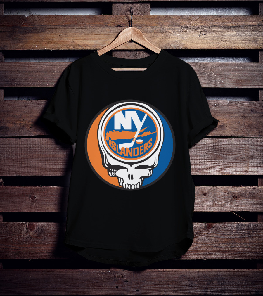 New York Islanders Grateful Dead Skull Logo Mashup T-Shirt