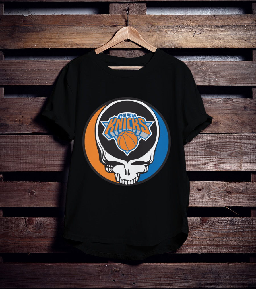 New York Knicks Grateful Dead Skull Basketball Fusion T-Shirt