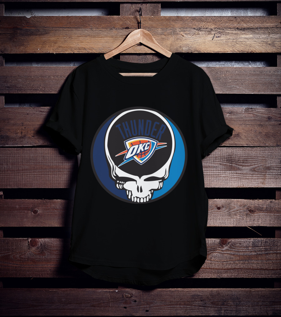 Thunder Okc Basketball Skull Icon For Grateful Dead Oklahoma City Fans T-Shirt