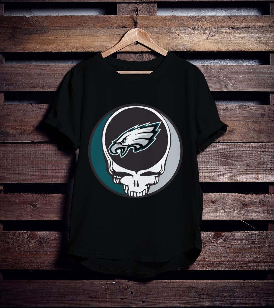 Grateful Dead Philadelphia Eagles Skull Logo Fusion T-Shirt