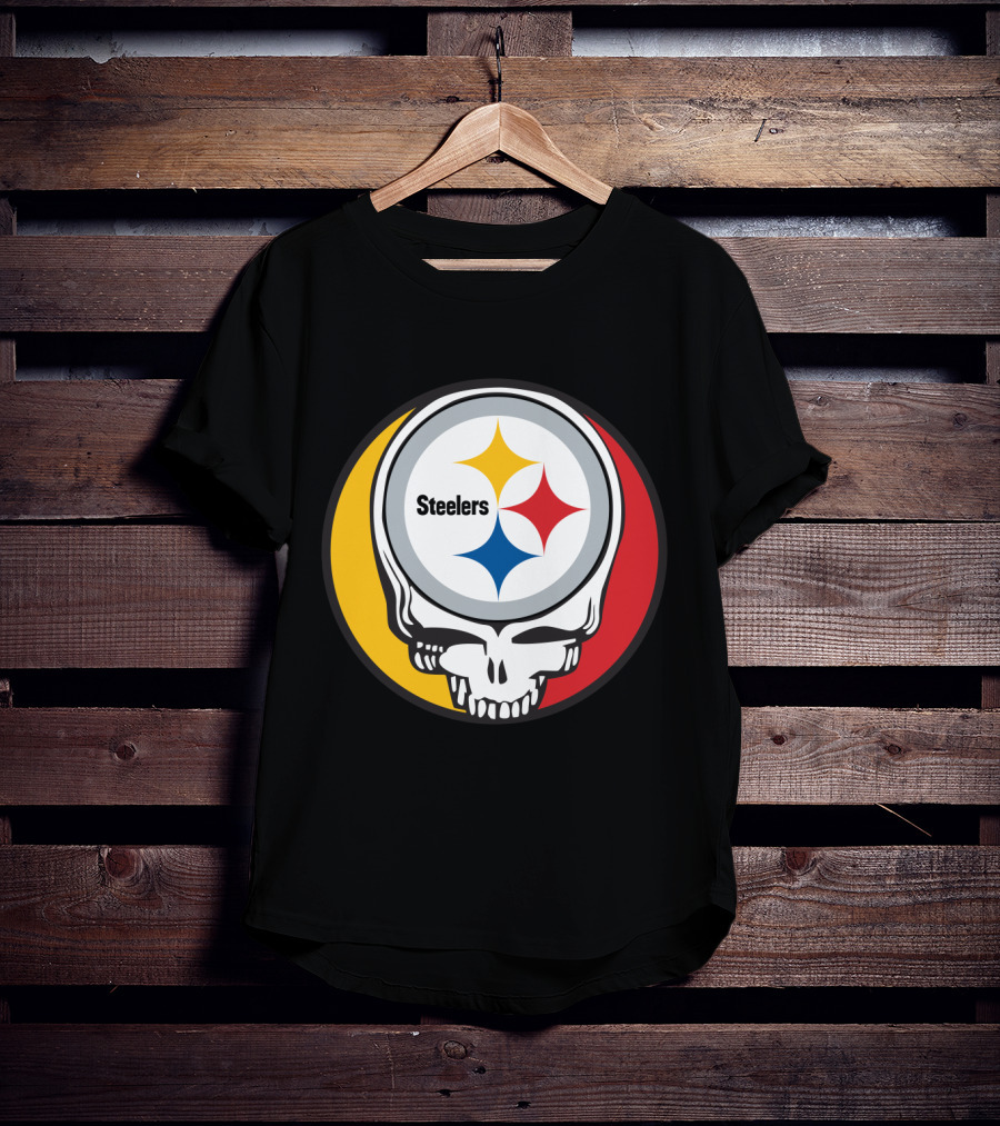 Steelers Logo In Grateful Dead Skull Mashup For Pittsburgh Fans T-Shirt