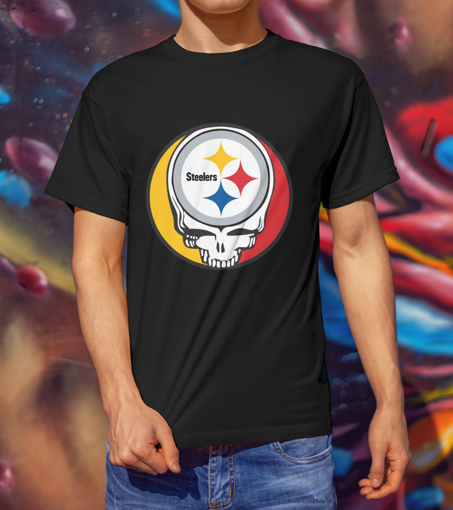 Steelers Logo In Grateful Dead Skull Mashup For Pittsburgh Fans T-Shirt