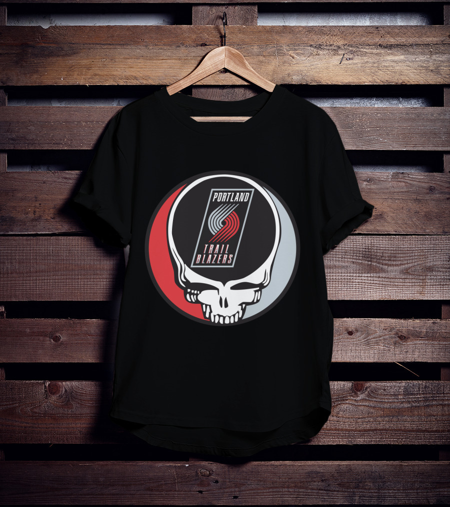 Portland Trail Blazers In Grateful Dead Skull T-Shirt