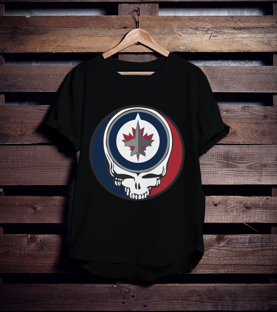 Grateful Dead Skull With Winnipeg Jets Logo For Fans T-Shirt