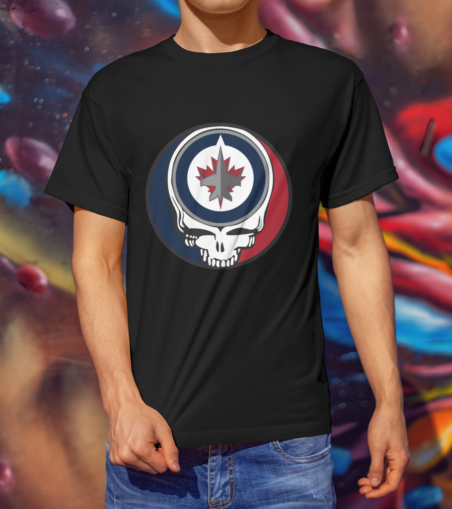 Grateful Dead Skull With Winnipeg Jets Logo For Fans T-Shirt