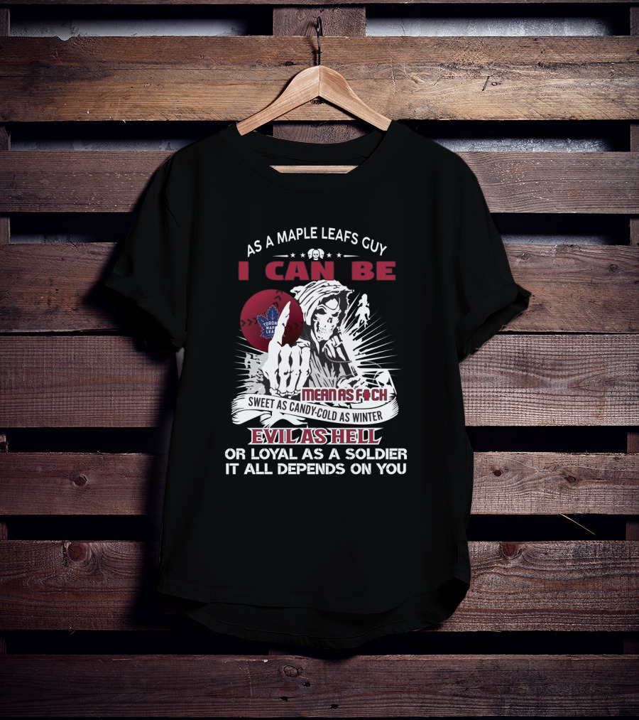 Toronto Maple Leafs Fan Grim Reaper Sweet As Candy Mean As Hell T-Shirt