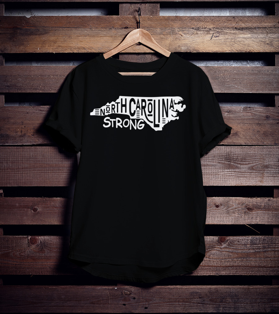 North Carolina Strong State Outline Typography T-Shirt