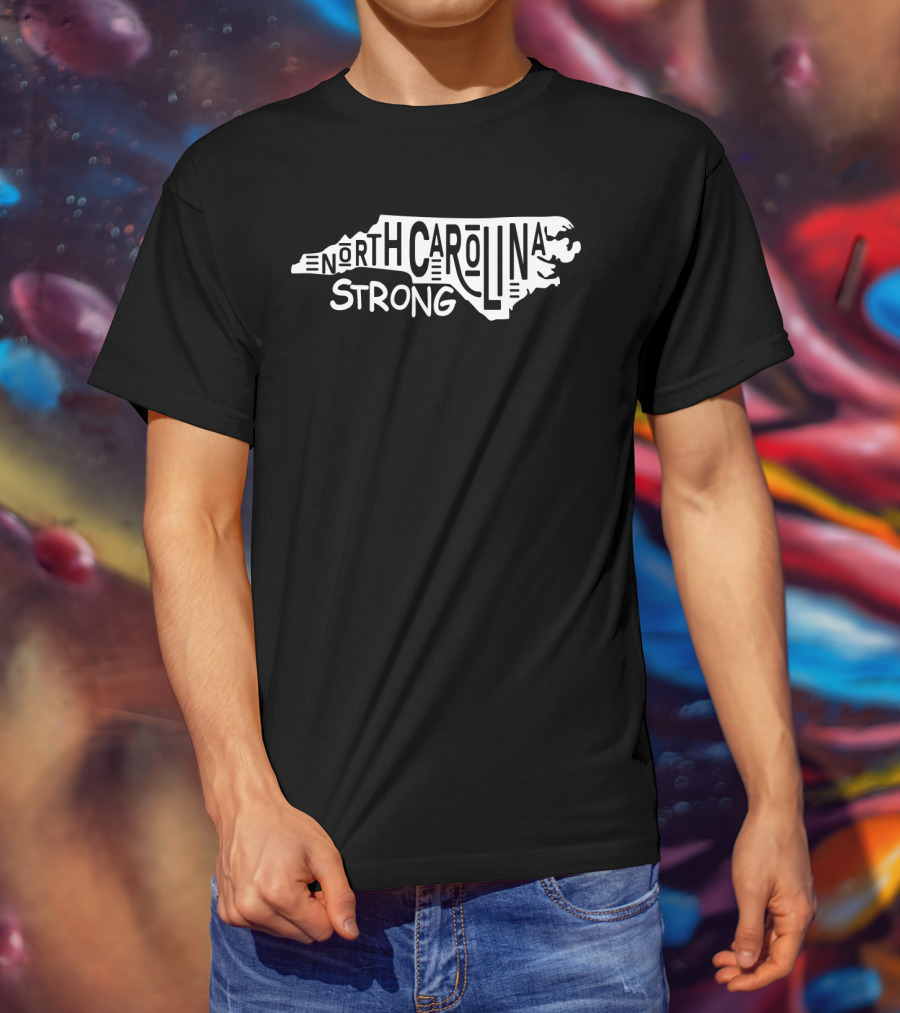 North Carolina Strong State Outline Typography T-Shirt