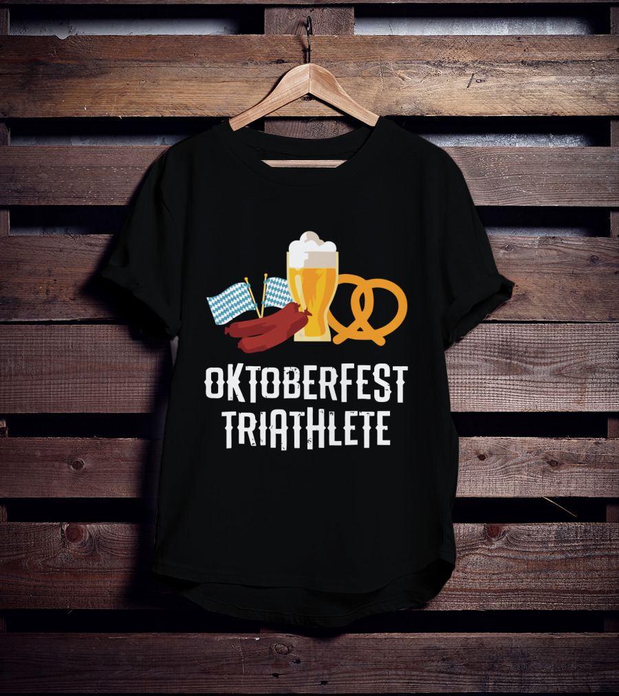 Oktoberfest Triathlete Sausage Beer Pretzel Flags T-Shirt