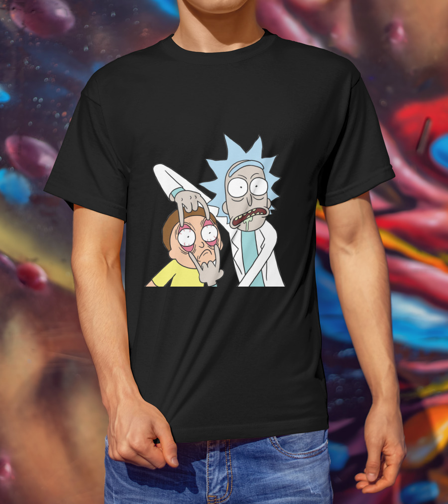 Rick And Morty Screaming Eye-Popping Gesture T-Shirt