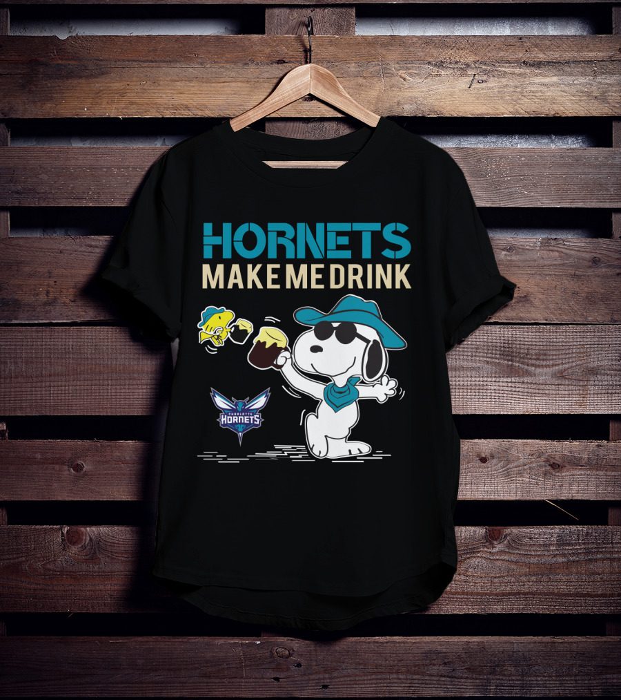 Hornets Make Me Drink Charlotte Hornets Snoopy Peanuts T-Shirt