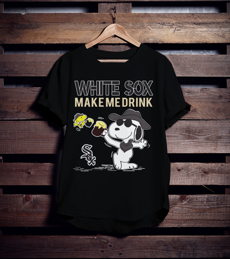 Snoopy White Sox Make Me Drink Baseball Fan Humor T-Shirt