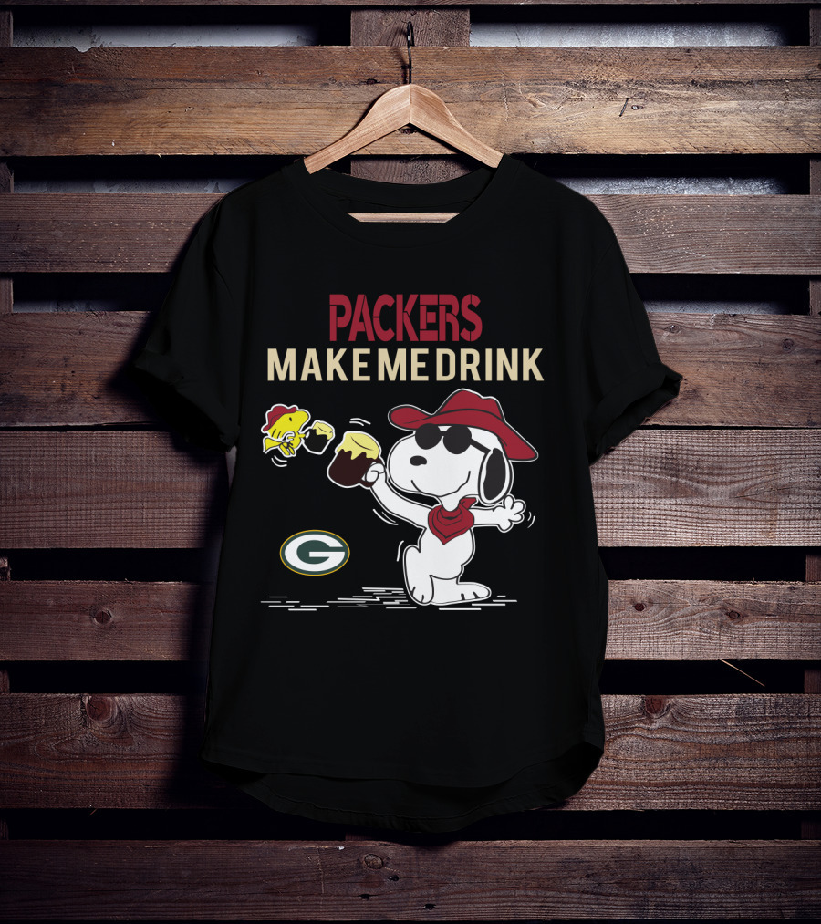 Snoopy With Beer Packers Make Me Drink Green Bay Packers T-Shirt