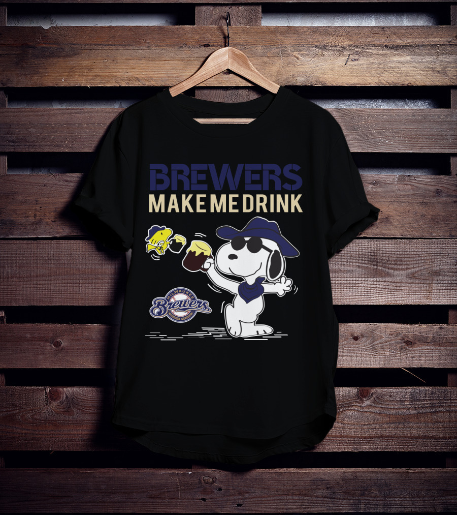 Snoopy Brewers Make Me Drink Milwaukee Brewers Fans Peanuts Comic T-Shirt