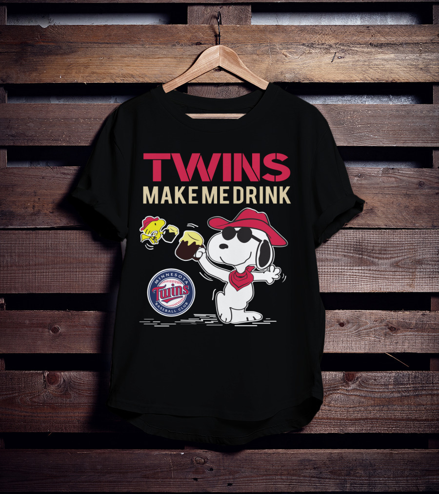 Snoopy Twins Make Me Drink Minnesota Baseball Club Fans T-Shirt