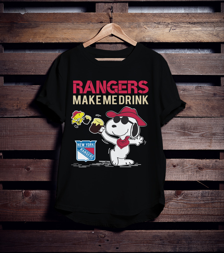 Snoopy New York Rangers Make Me Drink Shirt Fans Beer Cheers Hockey T-Shirt