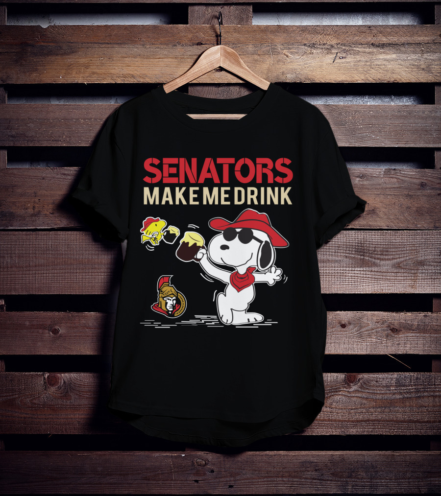 Snoopy Senators Make Me Drink Ottawa Hockey Fan Humor T-Shirt