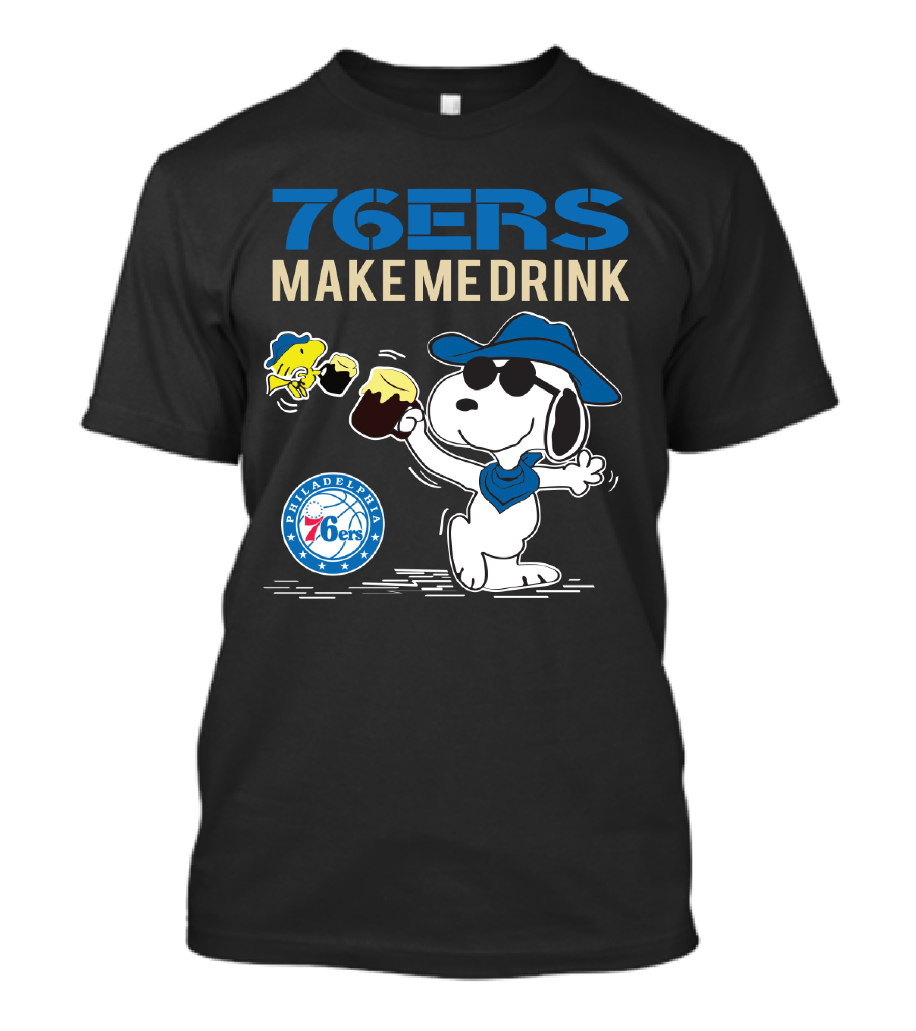 76ers Make Me Drink Snoopy Philadelphia 76ers Fans T-Shirt