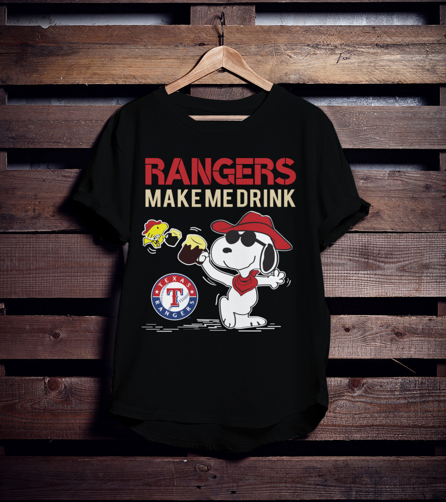 Texas Rangers Snoopy Makes Me Drink T-Shirt