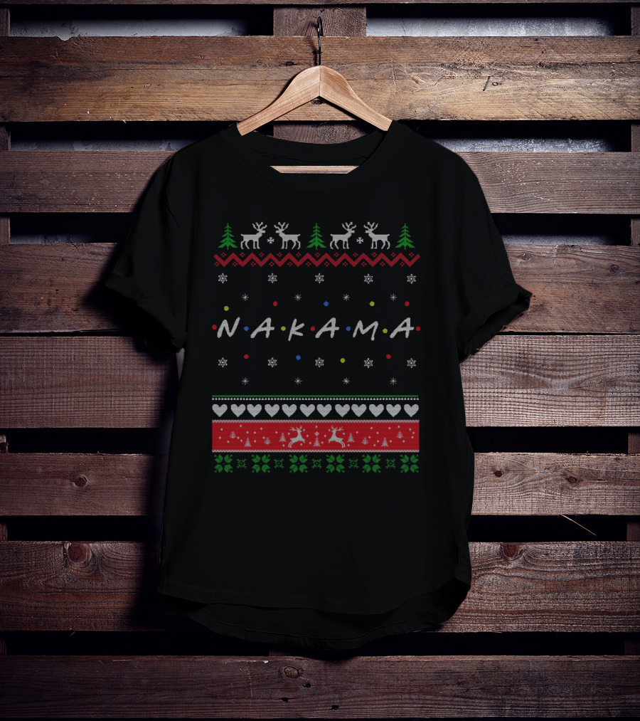 Nakama Holiday Sweater Friends TV Show Style Reindeer And Evergreen T-Shirt