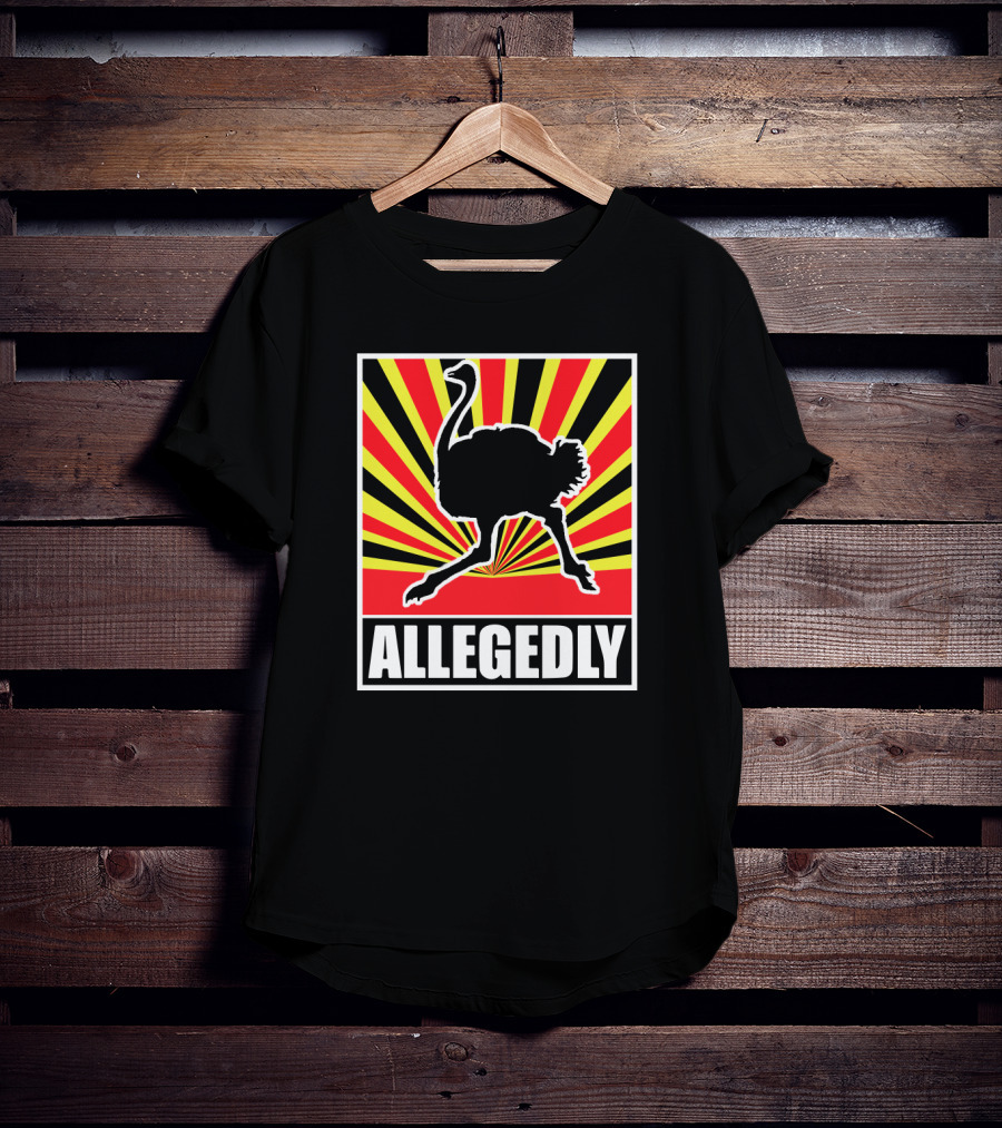Allegedly Ostrich Silhouette On Bold Radiant Stripes T-Shirt