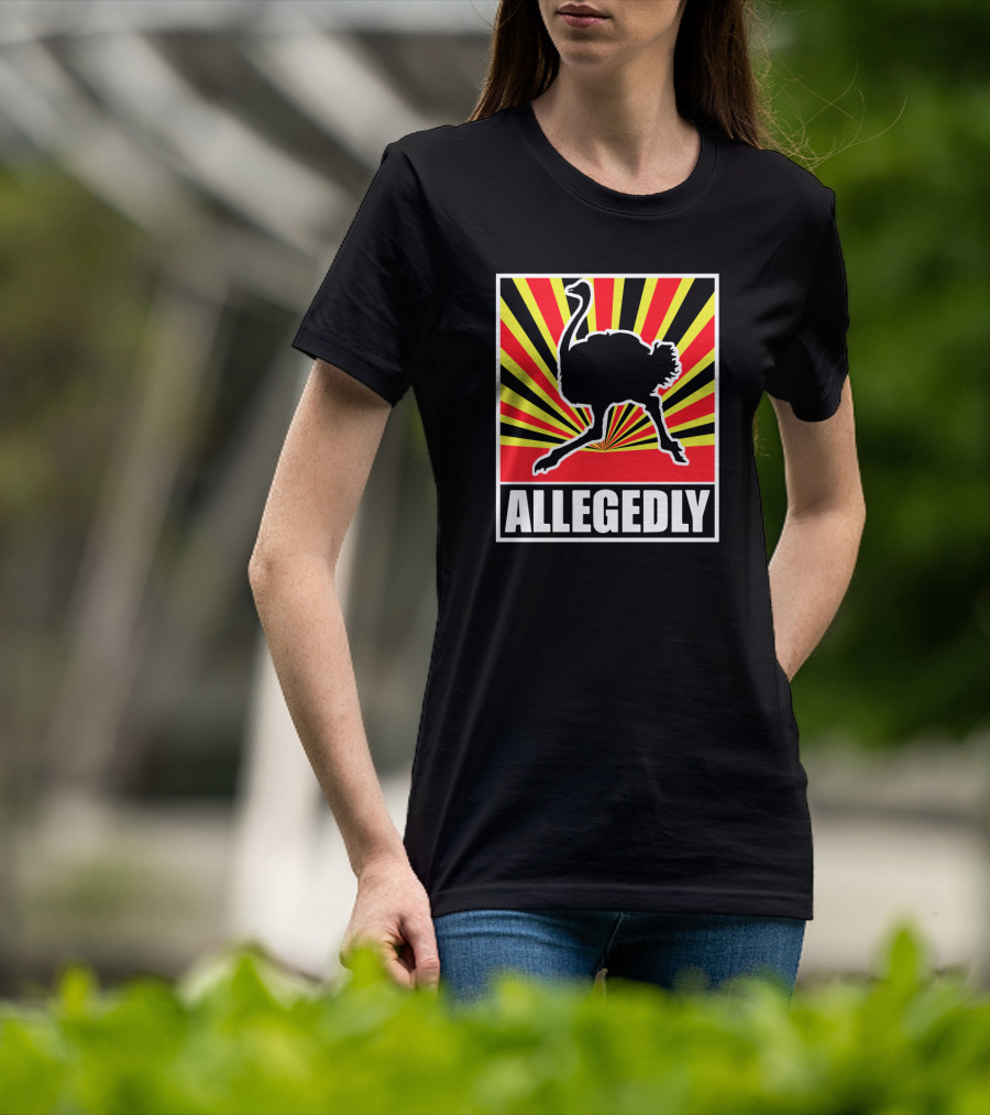 Allegedly Ostrich Silhouette On Bold Radiant Stripes T-Shirt