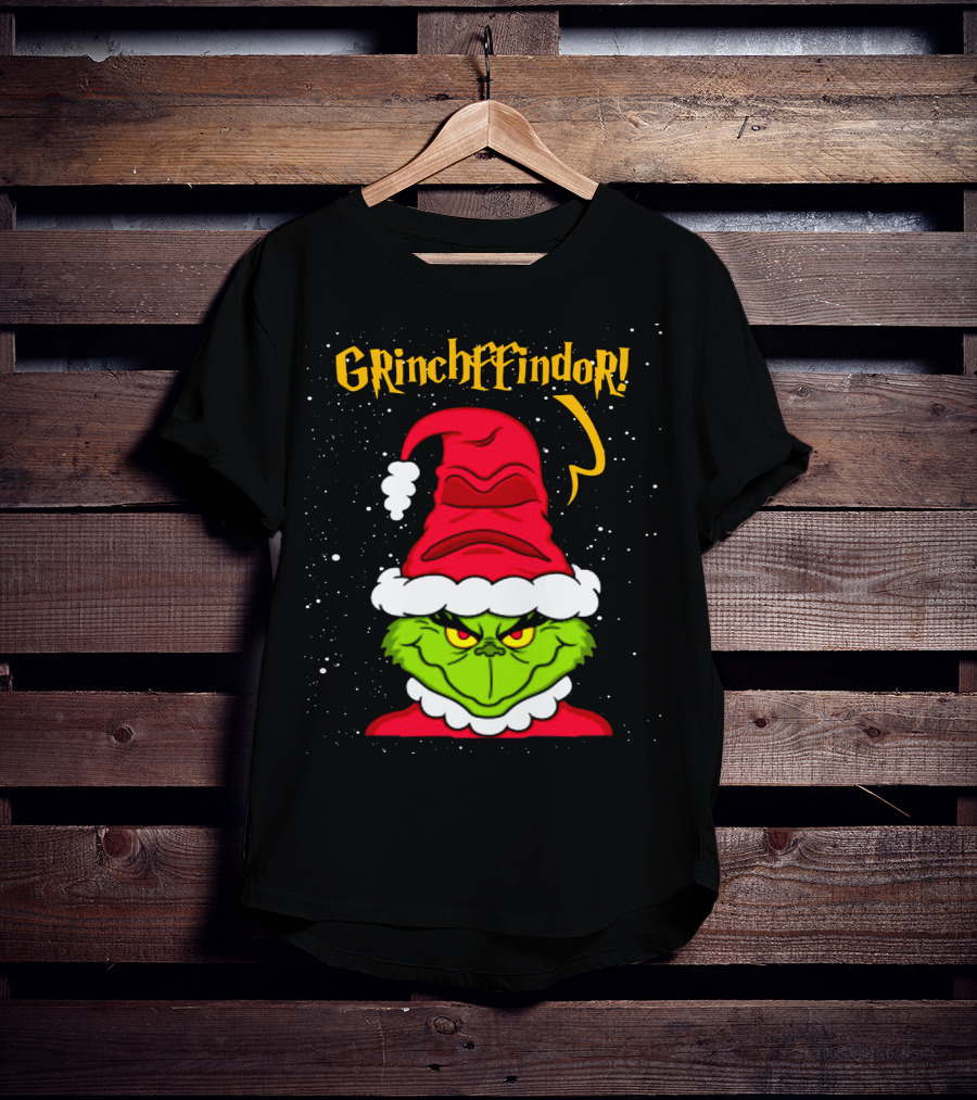 Grinche FFindor Grinch Santa Hat Snowflakes Christmas T-Shirt