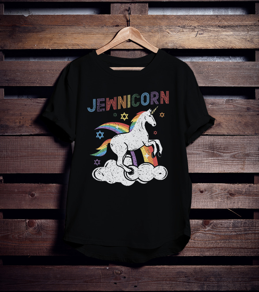 Jewnicorn Rainbow Star Of David Hanukkah Unicorn T-Shirt