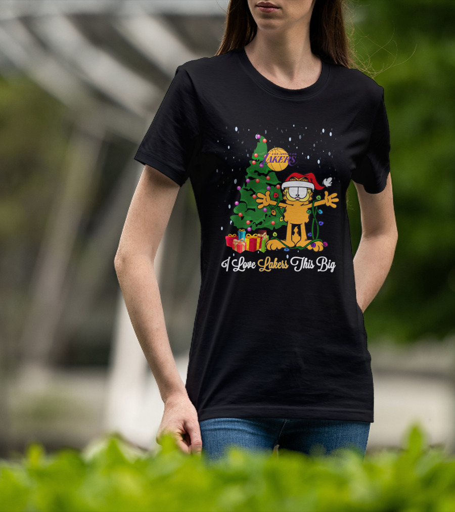 I Love Los Angeles Lakers Christmas Garfield Holiday Fun T-Shirt