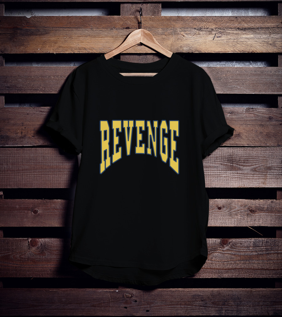 Revenge Bold Arched Yellow And Blue Varsity T-Shirt