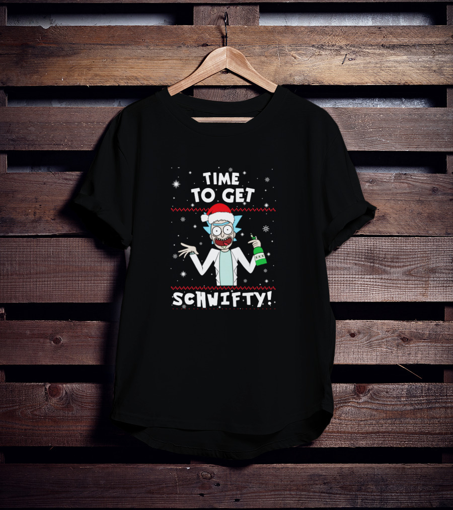 Rick And Morty Time To Get Schwifty Christmas Holiday Party Santa Hat T-Shirt