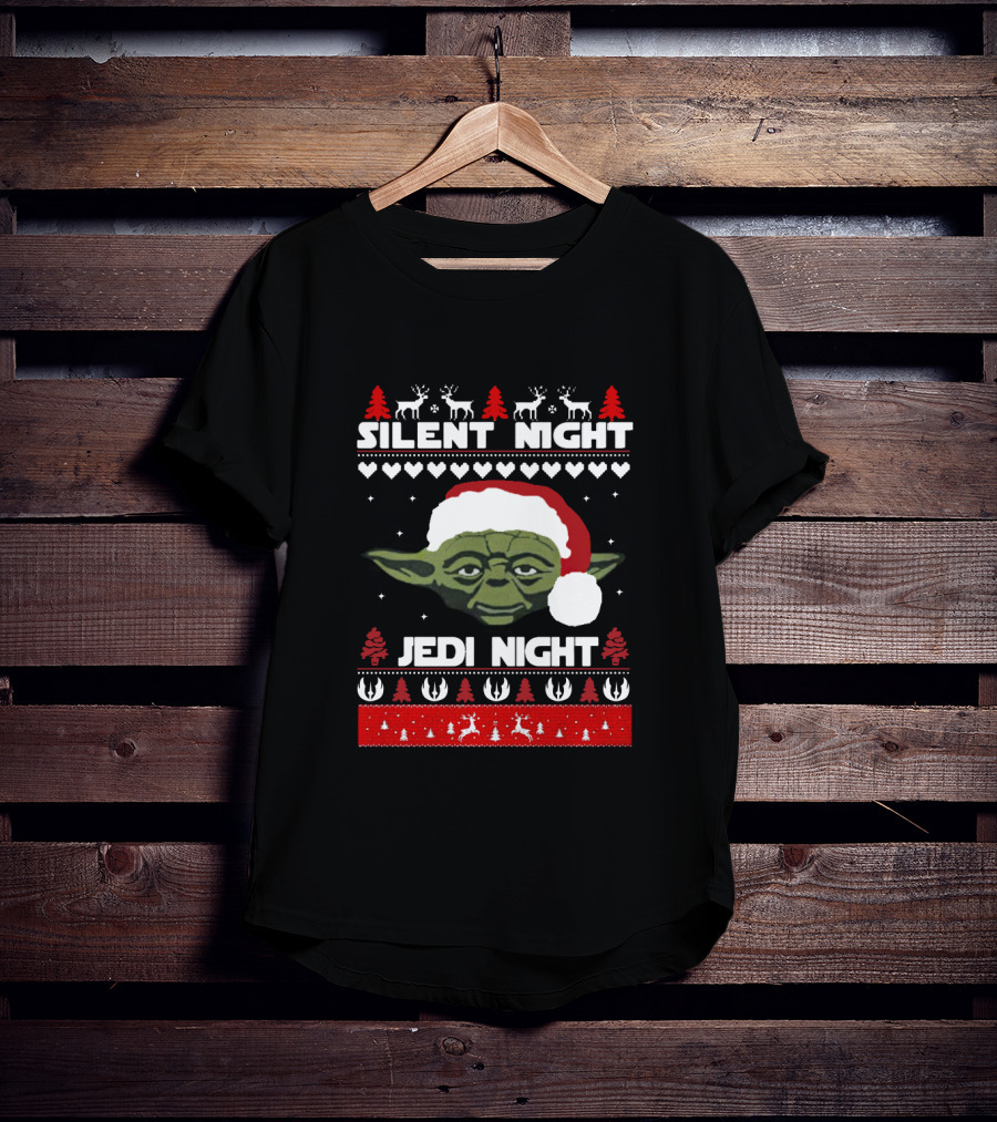 Silent Night Jedi Night Yoda Christmas Star Wars Sweater Holiday Reindeer T-Shirt
