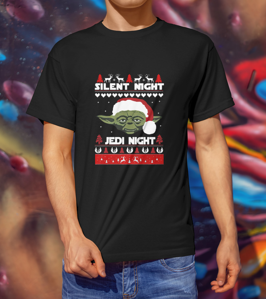 Silent Night Jedi Night Yoda Christmas Star Wars Sweater Holiday Reindeer T-Shirt