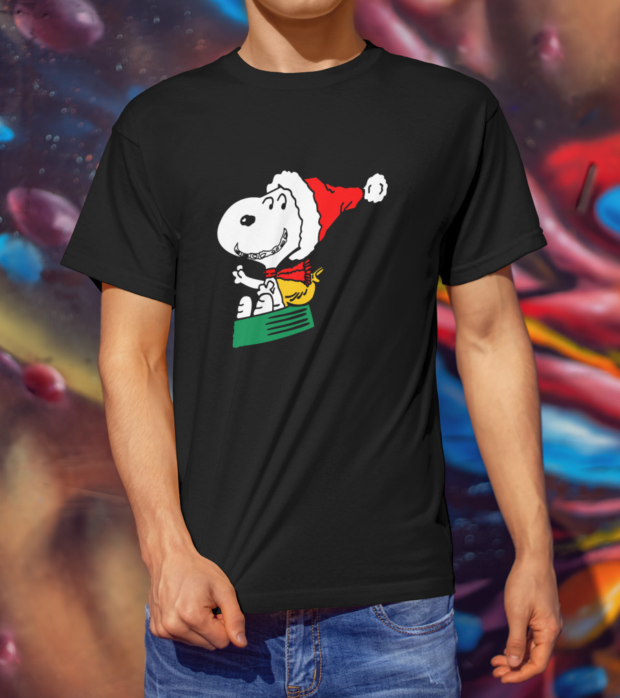 Snoopy Santa Sleigh Holiday Fun T-Shirt