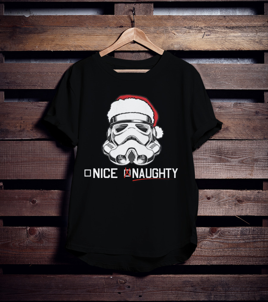 Star Wars Stormtrooper Santa Hat Naughty List Christmas Holiday Humor T-Shirt