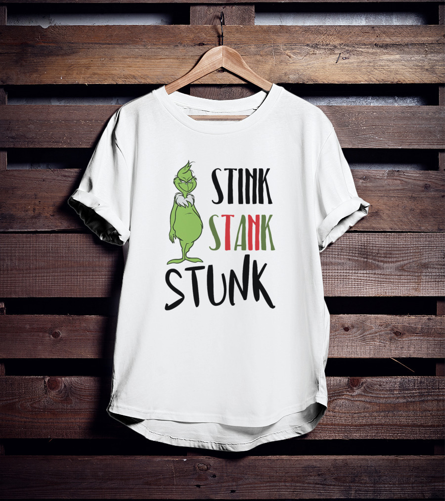 Stink Stank Stunk Grinch Iconic Green Character Phrase T-Shirt