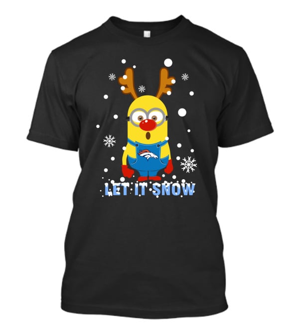 Denver Broncos Christmas Minion Let It Snow T-Shirt
