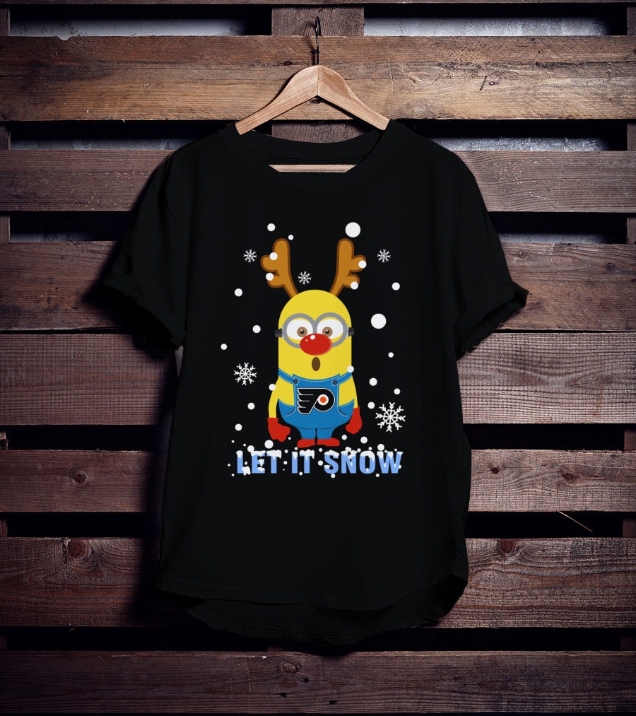 Let It Snow Philadelphia Flyers Minion Reindeer Xmas T-Shirt
