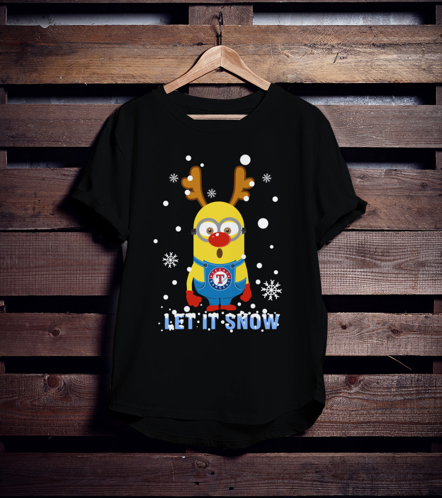 Texas Rangers Minion Reindeer Let It Snow Christmas T-Shirt