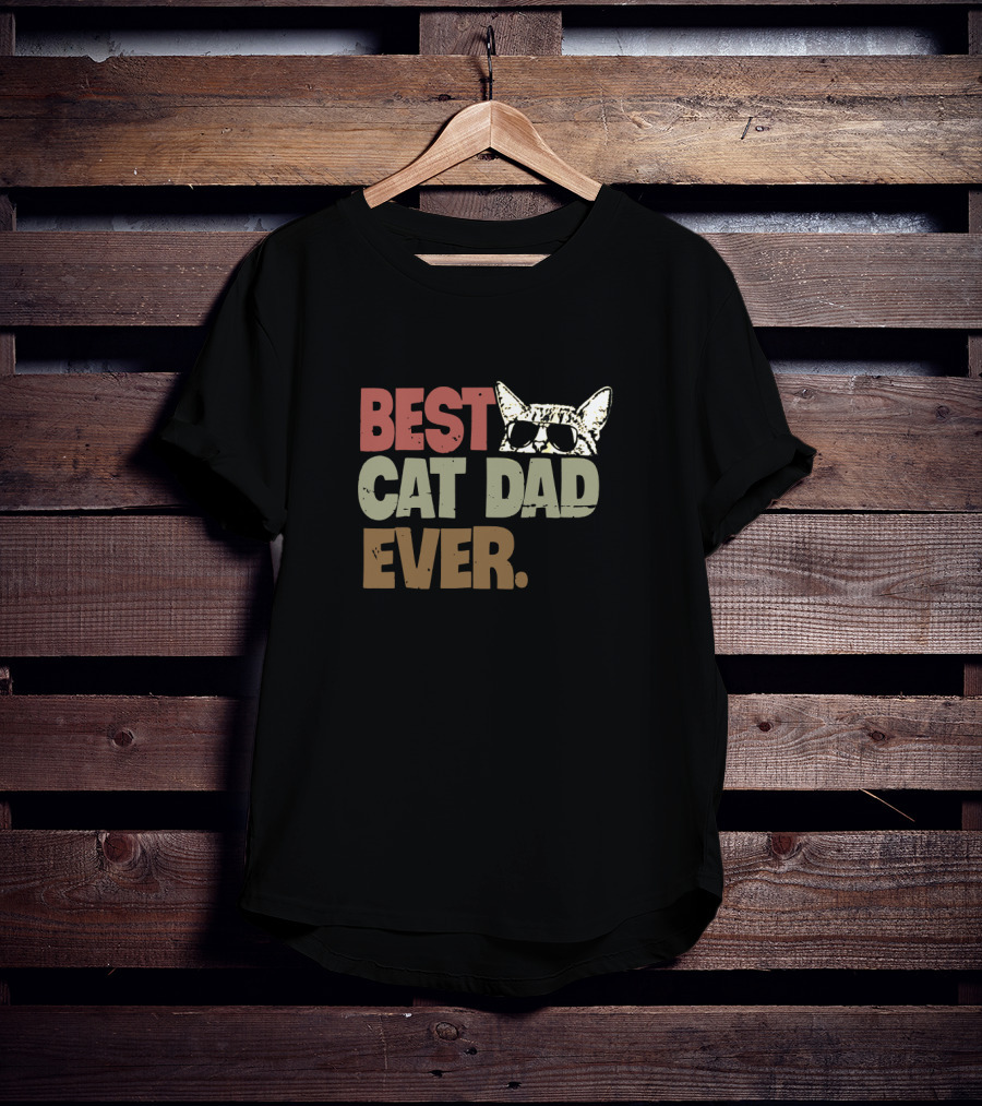 Best Cat Dad Ever Sunglasses Cool Cat T-Shirt