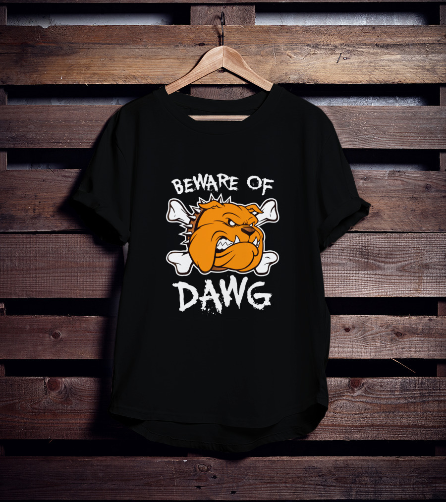 Beware Of Dawg Cleveland Football Bulldog With Bones T-Shirt