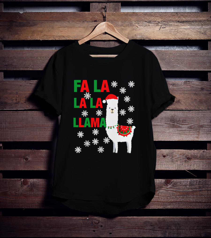 Fa La La La Llama Christmas Snowflake Holiday T-Shirt