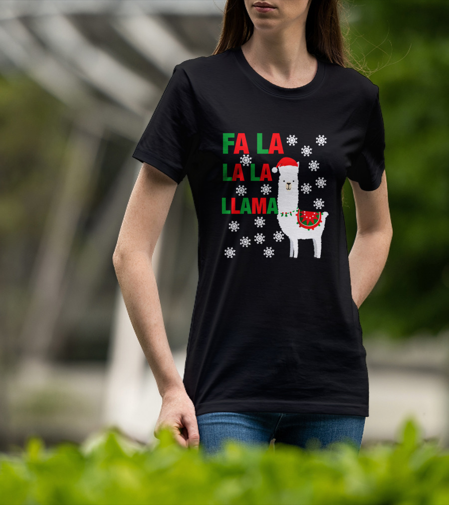 Fa La La La Llama Christmas Snowflake Holiday T-Shirt