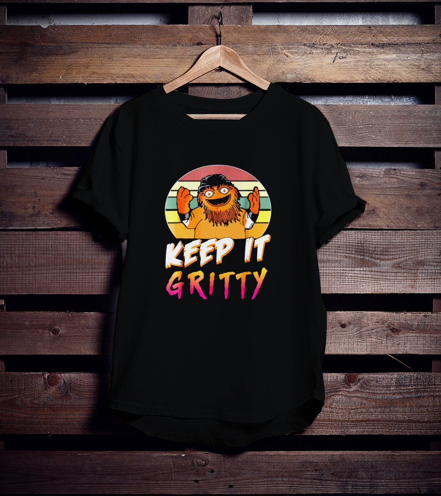 Keep It Gritty Vintage-Style Retro Colors With Orange Furry Character T-Shirt