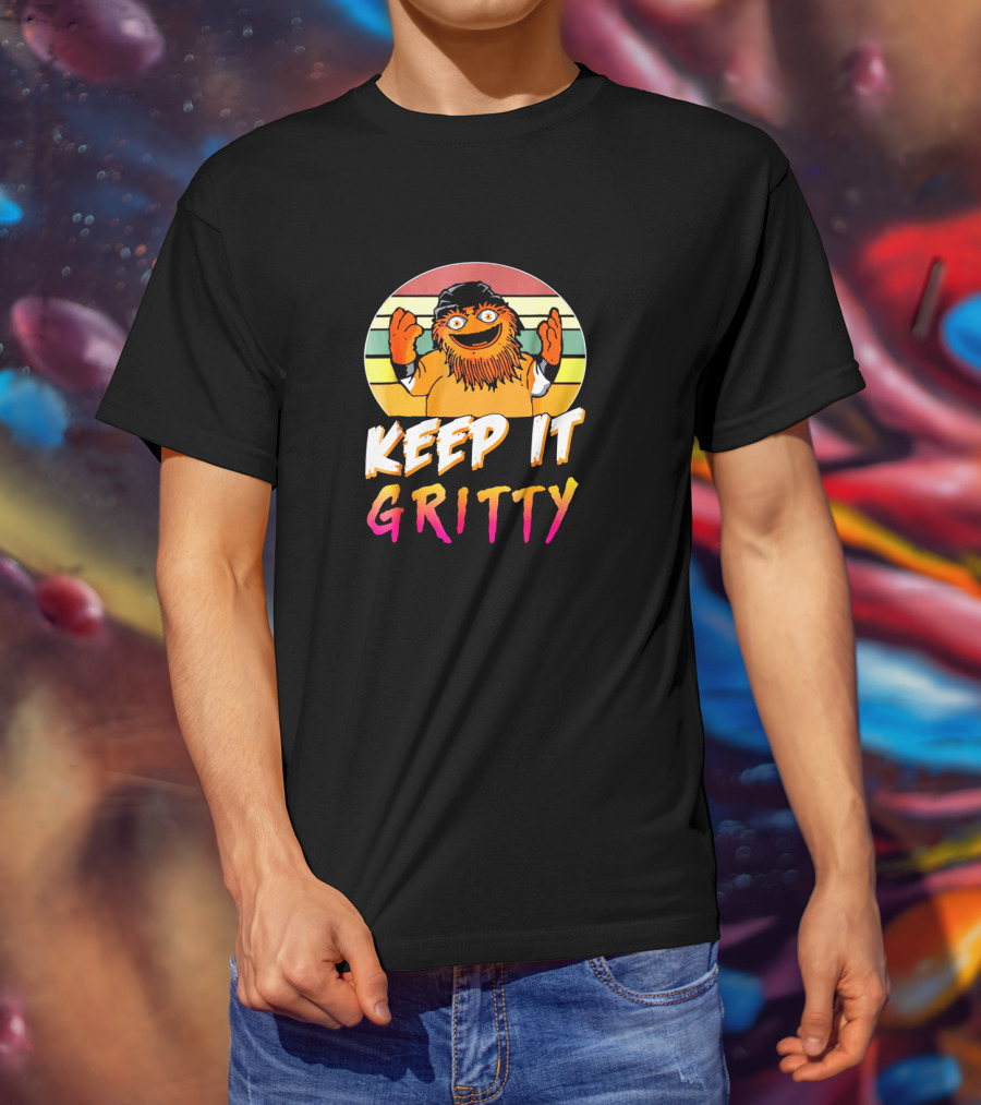 Keep It Gritty Vintage-Style Retro Colors With Orange Furry Character T-Shirt