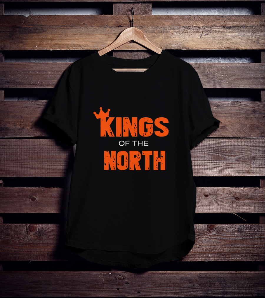 Kings Of The North Crown Symbol Bold Orange Typography T-Shirt